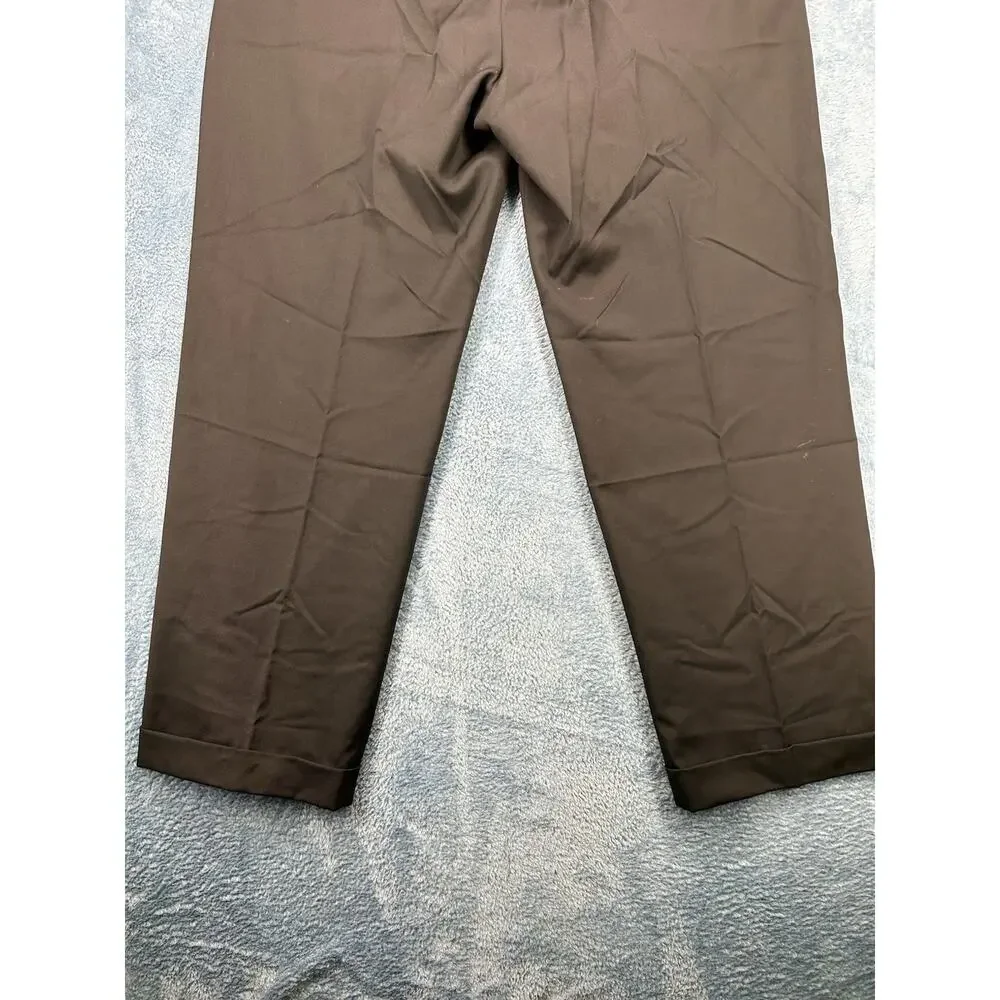 Brooks Brothers Men's 44x39 Black 100% Wool Pleated Cuffed Dress Pants Trousers